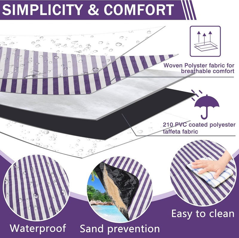 ALLBFENG 60”x 80” Picnic Blanket Waterproof and Foldable Beach Blanket, 5-Layer Outdoor Mat with Carry Strap for 6 to 8 Adults, for Camping, Park, Beach, Grass, Indoors… - Image 4